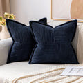 MIULEE Decorative Throw Pillow Covers for Couch Bed Livingroom 18x18 Inch Set of 2 Navy Blue Boho Accent Throw Pllows Broadside Striped…