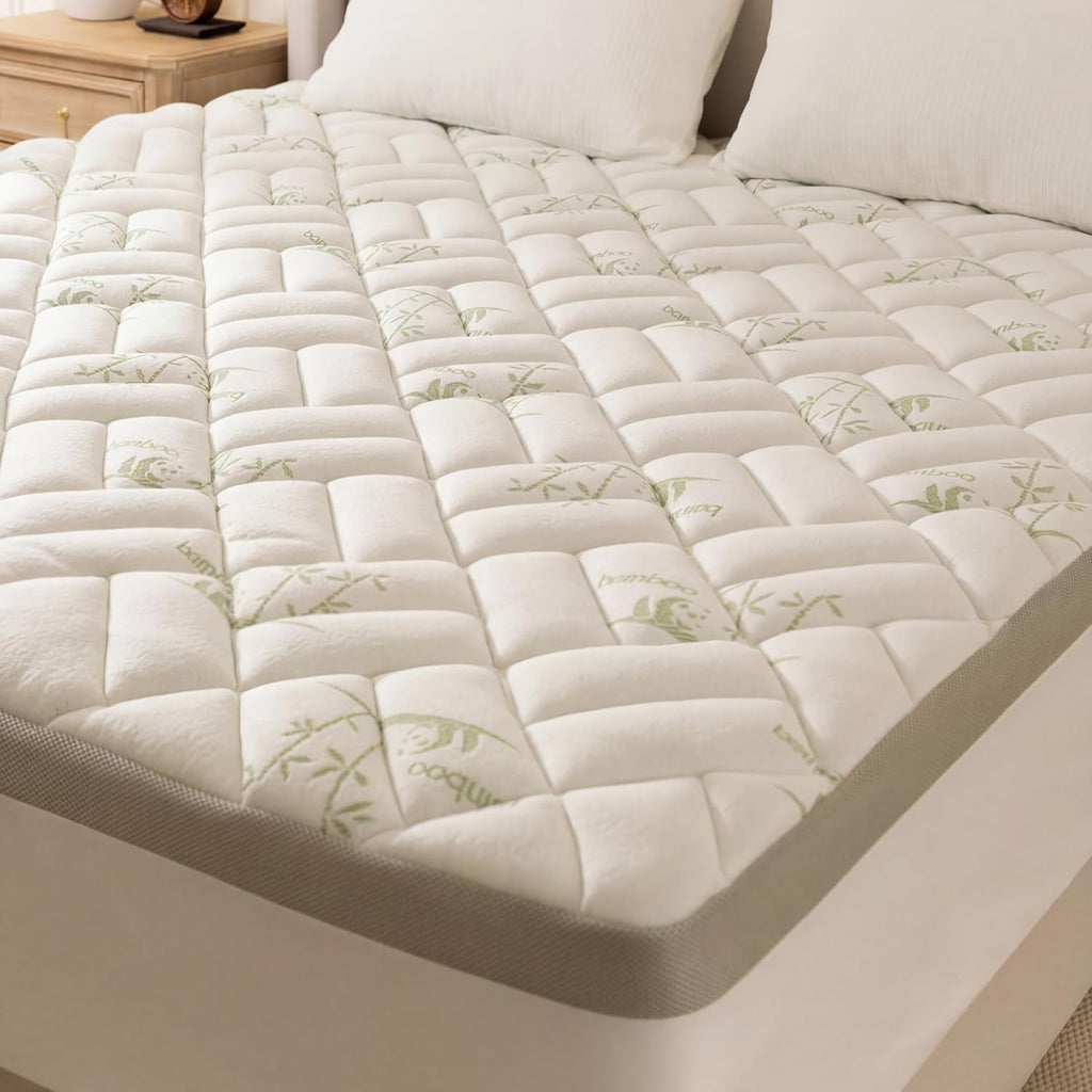 NEWDECO NEWDECO Twin Size Mattress Topper Cooling Viscose Made from Bamboo Thick Support Pillow Top Mattress Pad for Back Soft Breat…