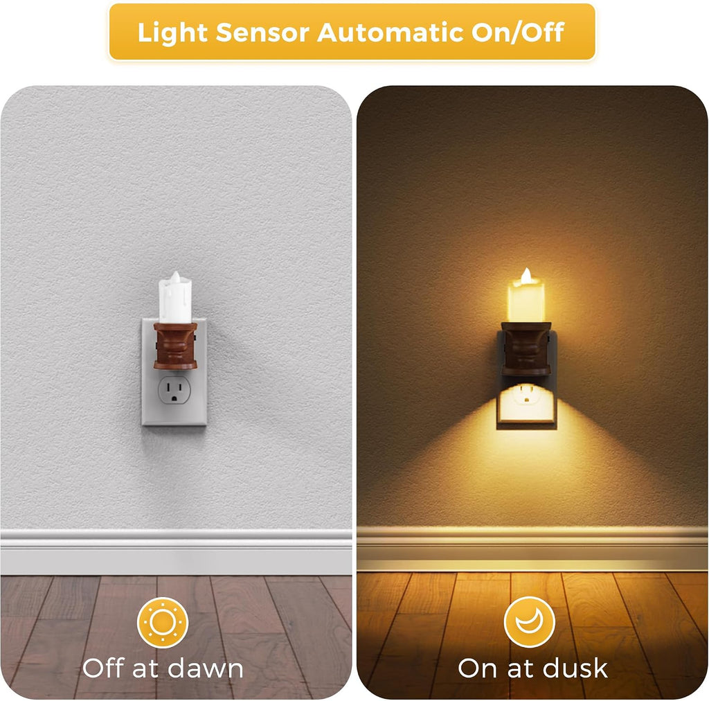 L LOHAS LED Night Light,[2-Pack] Flameless Candle Night Light with 3 Lighting Model, Dusk to Dawn Sensor, Brightness Adjustable,3000K Soft…