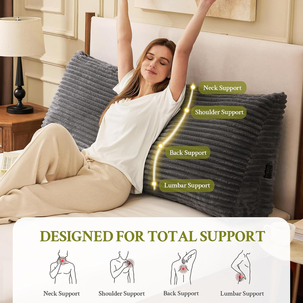 Zonamat Headboard Pillow Twin, Headboard Wedge Pillow, Back Rest Pillows for Sitting, Reading, Working, Triangle Pillow with Removable Cove…