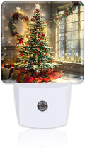 Christma Room Full of Gifts Night Light, Christmas Tree with Red and Gold Ornaments Dusk to Dawn Night Light Plug in, 0.5w Energy Saving…