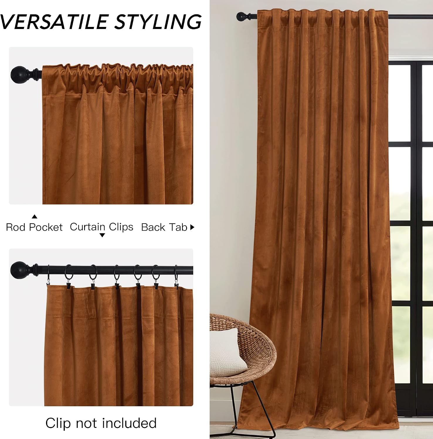 Rybhome RYB HOME Velvet Curtains 96 inch, Room Darkening Window Curtains for Living Room Thermal Insulated Privacy Backdrop with Back Tab L…