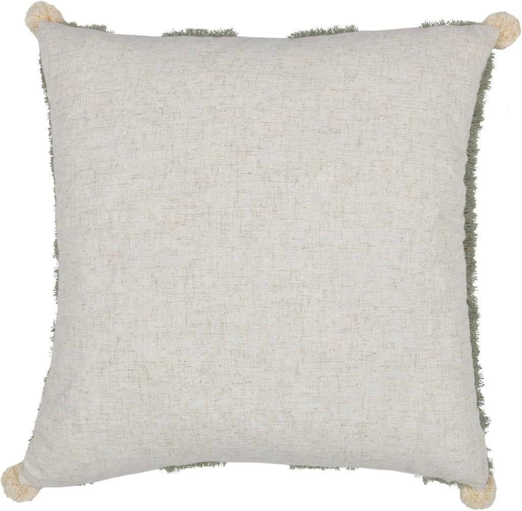 Loopuinhom Boho Pillow Covers 18X18 Inch Boho Tufted Linen Throw Pillow Covers Decorative Pompoms Cushion Cover Farmhouse Pillow Case for C…