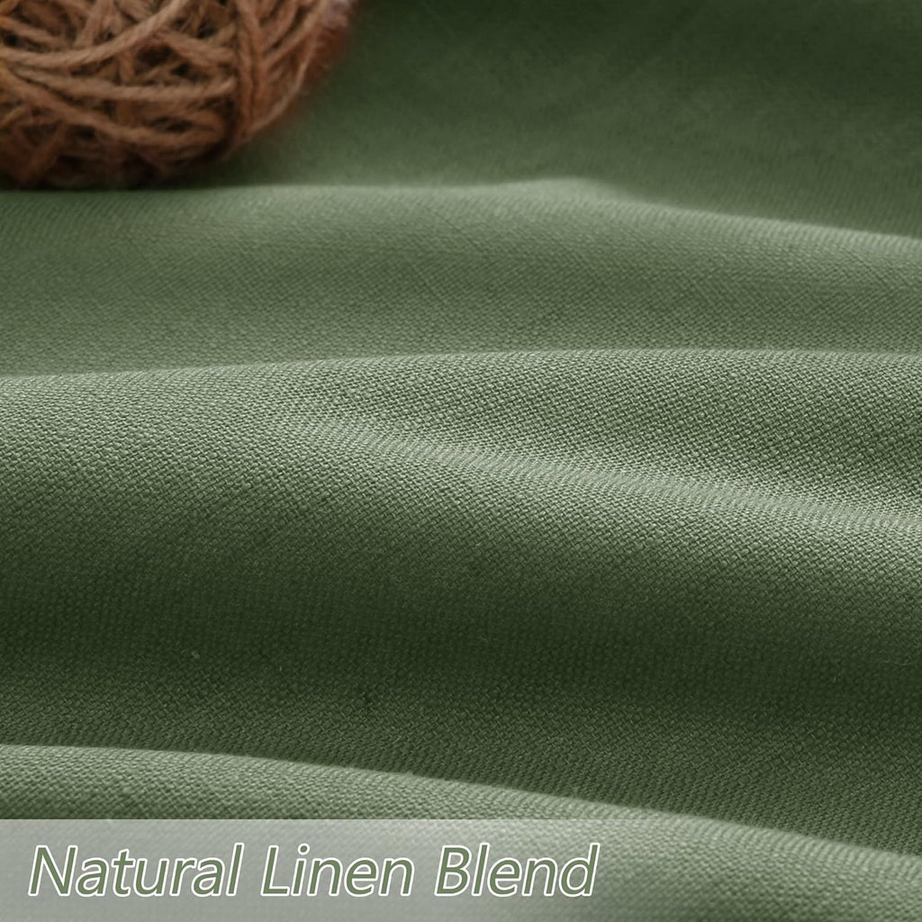 Guken Olive Green 100% Blackout Curtains 84 Inch Length 2 Panels Set for Living Room Bedroom Back Tab Thermal Insulated Black Out Linen Dra…