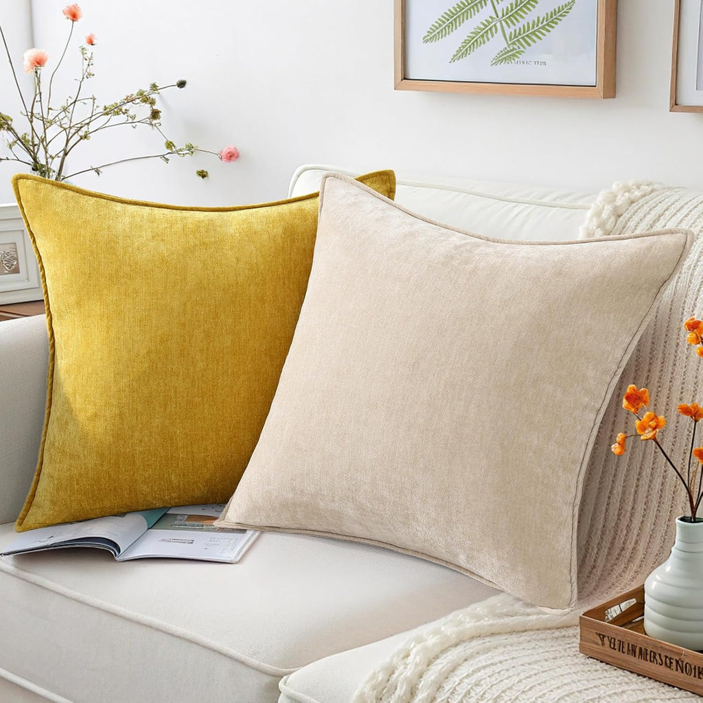 decorUhome Summer Couch Throw Pillow Covers 16x16 Set of 2, Decorative Soft Velvet Modern Cozy Chenille Pillow Cases with Elegant Design fo…