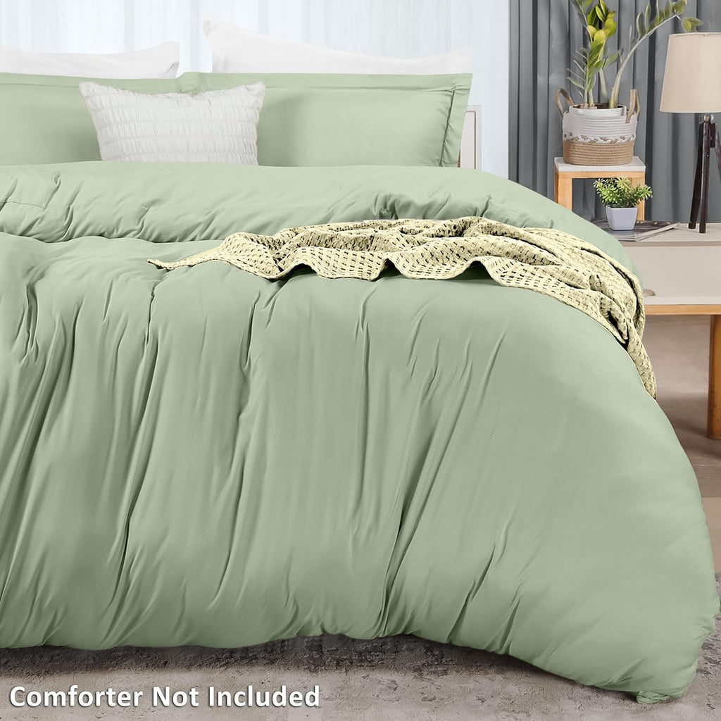 Utopia Bedding Duvet Cover Queen Size - 3 Piece with Zipper Closure - 1 Comforter Cover 90X90 Inches & 2 Pillow Shams 20X26 Inches (Sage)…