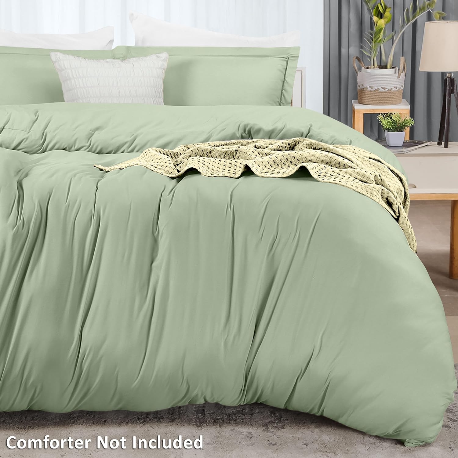 Utopia Bedding Duvet Cover King Size - 3 Piece with Zipper Closure - 1 Comforter Cover 104X90 Inches & 2 Pillow Shams 20X36 Inches (Sage)…