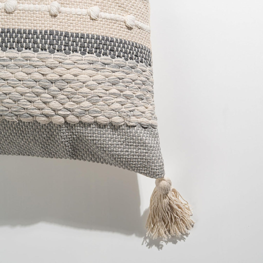 BlissBlush Gray Boho Throw Pillow Cover 20x20 Grey Decorative Accent Pillow for Couch Square Woven Textured Pillowcase Modern Farmhouse…