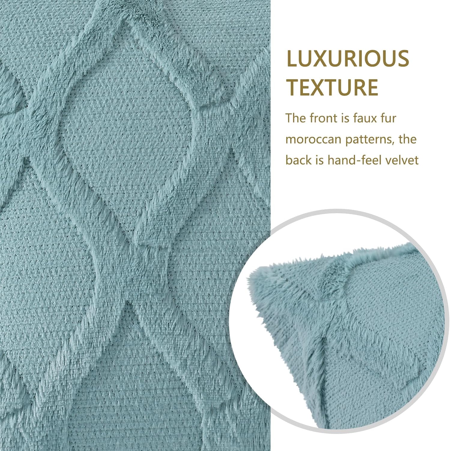 decorUhome Summer Throw Pillow Covers 16x16 Inch Set of 2, Soft Plush Faux Fur Wool Aqua Accent Couch Pillow Covers for Modern Farmhouse Be…
