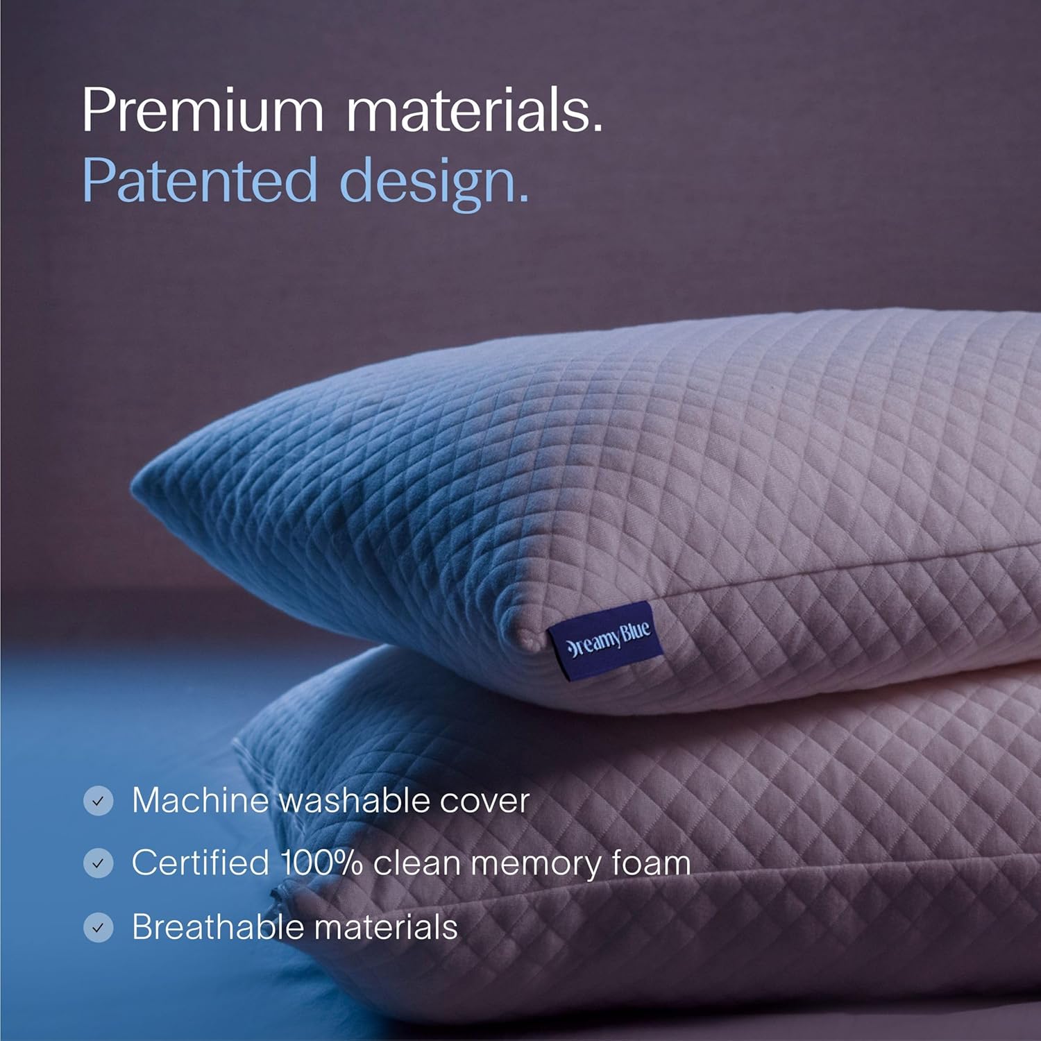 DreamyBlue Signature Pillow w/Adjustable Loft • Shredded Memory Foam Fill • Neutral Alignment for Side, Back, and Stomach Sleepers • Washab…