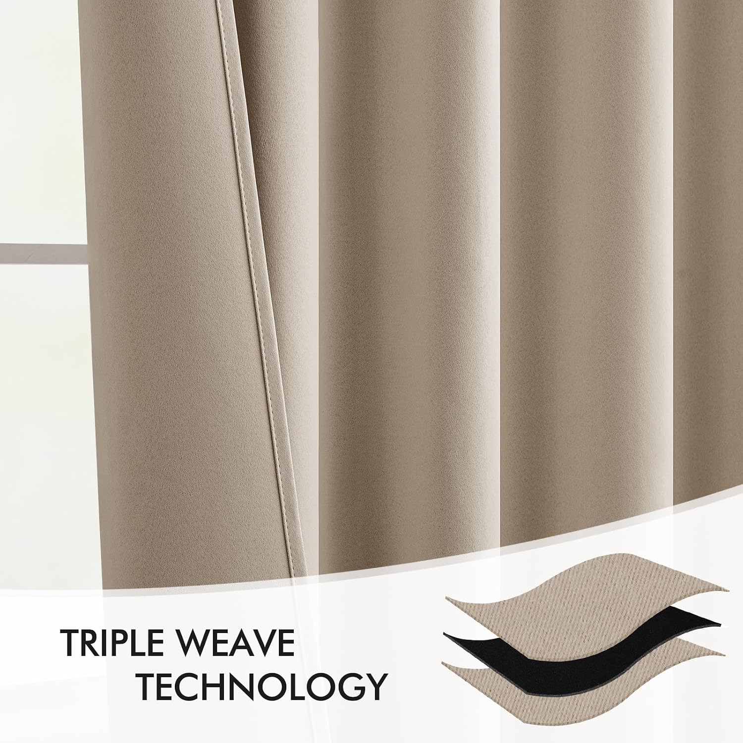 Miulee Taupe Back Tab Blackout Curtains 120 Inch Long 2 Panels Set for Bedroom, Rod Pocket/Pinch Pleated Extra Long Thermal Insulated Livin…