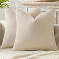 Miulee Pack of 2 Couch Throw Pillow Covers 20x20 Inch Neutral Cream Modern Boho Accent Decorative Pillow Covers Soft Chenille Farmhouse Cus…