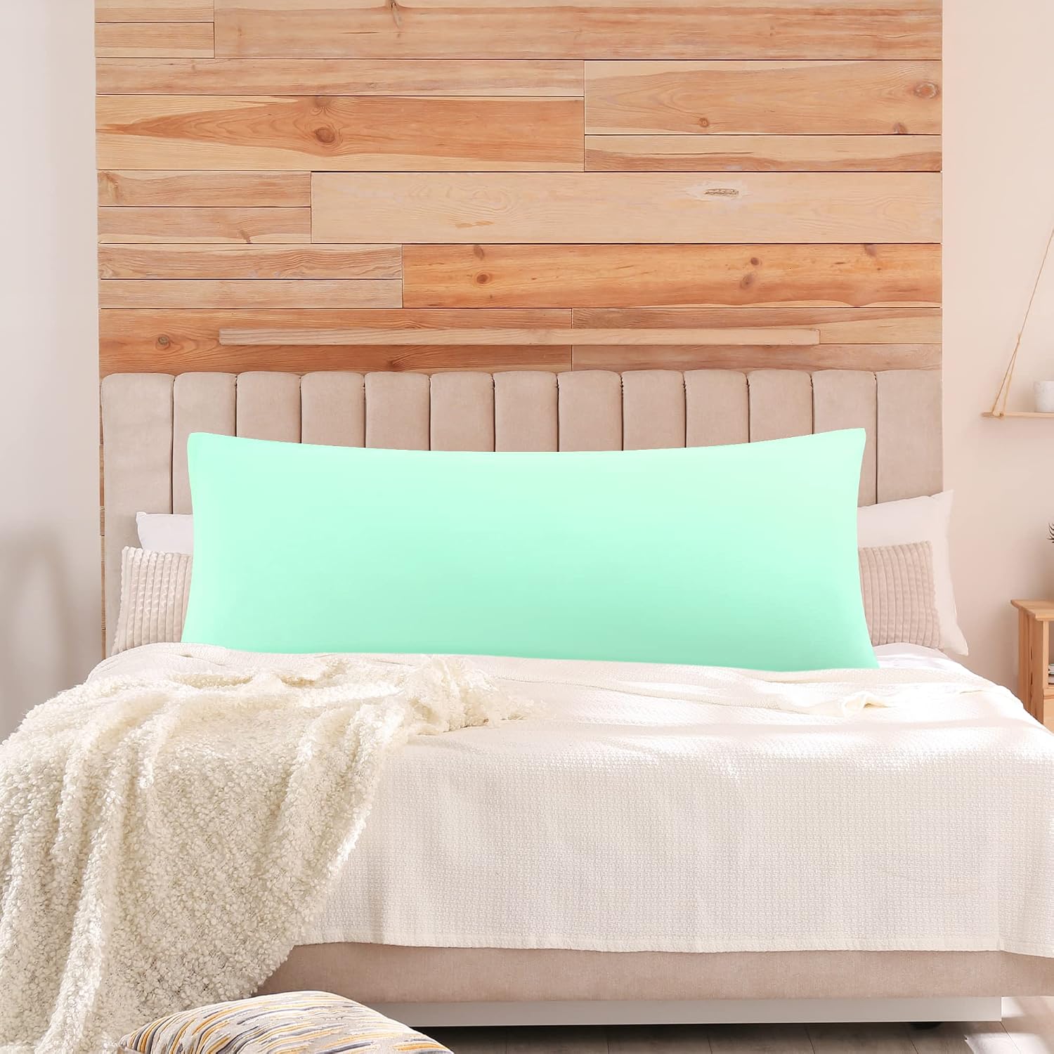 uxcell Soft Microfiber Body Pillow Cover with Zipper Closure, Long Pillow Cases for Body Pillows Weave for 90 GSM Polyester, Mint Body (20"…