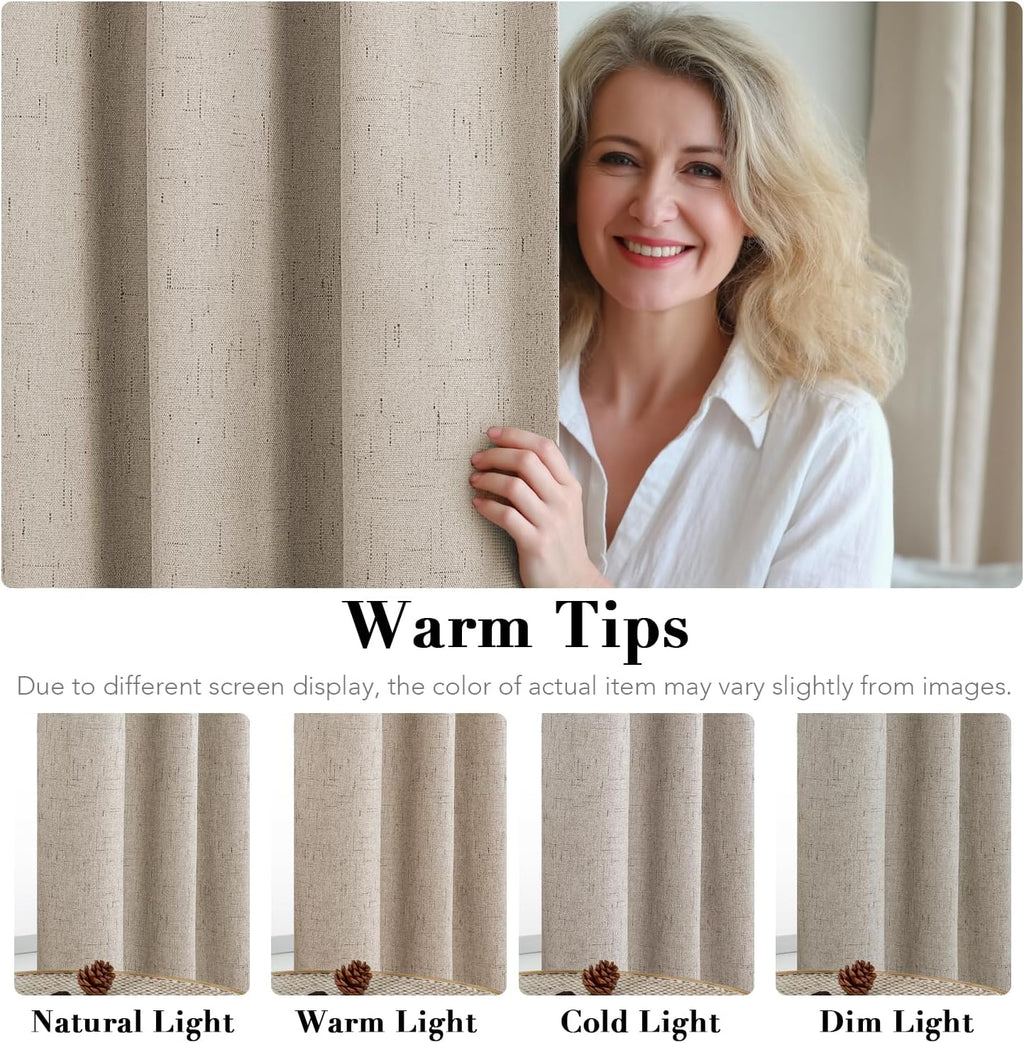H.VERSAILTEX 100% Blackout Curtains for Bedroom Thermal Insulated Linen Textured Curtains Heat and Full Light Blocking Drapes Living Room…