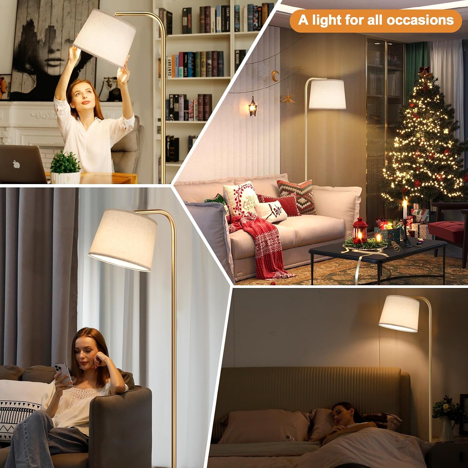 Ambimall Remote-Controlled Floor Lamp - Color Temperature Adjustable and Fully Dimmable, Standing Lamp for Living Room with Rotating…