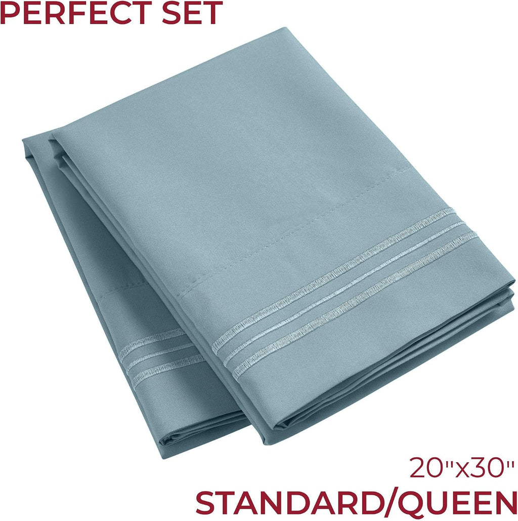 Mellanni Pillow Cases - Luxury, Extra Soft, Cooling Pillow Covers - 2 PC Iconic Collection Pillowcases - Envelope Closure (Standard/Queen 2…