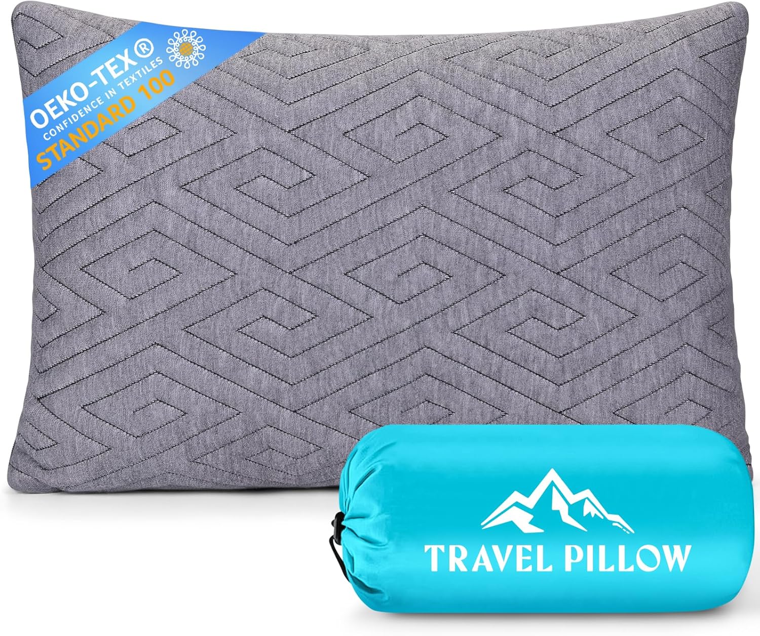 1 MIDDLE ONE Travel Pillow for Sleeping Camping, Memory Foam Small Pillow with Breathable Cover for Backpacking, Airplane, Car (15.5 X 12…