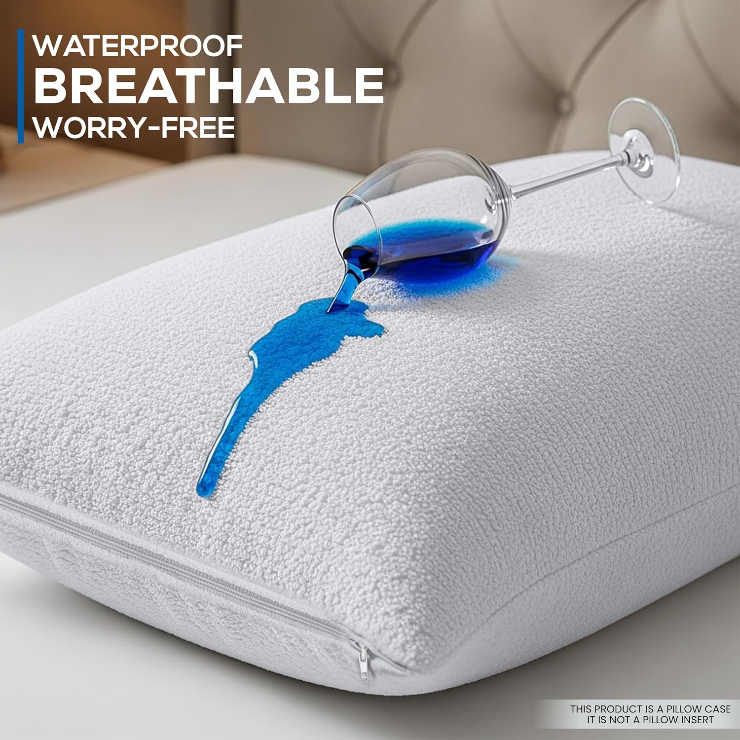 Utopiabedding Utopia Bedding Set of 2 Waterproof Pillow Protectors with Zipper Standard Size, Terry Pillow Covers, Bed Bug and Dust Mite Pr…
