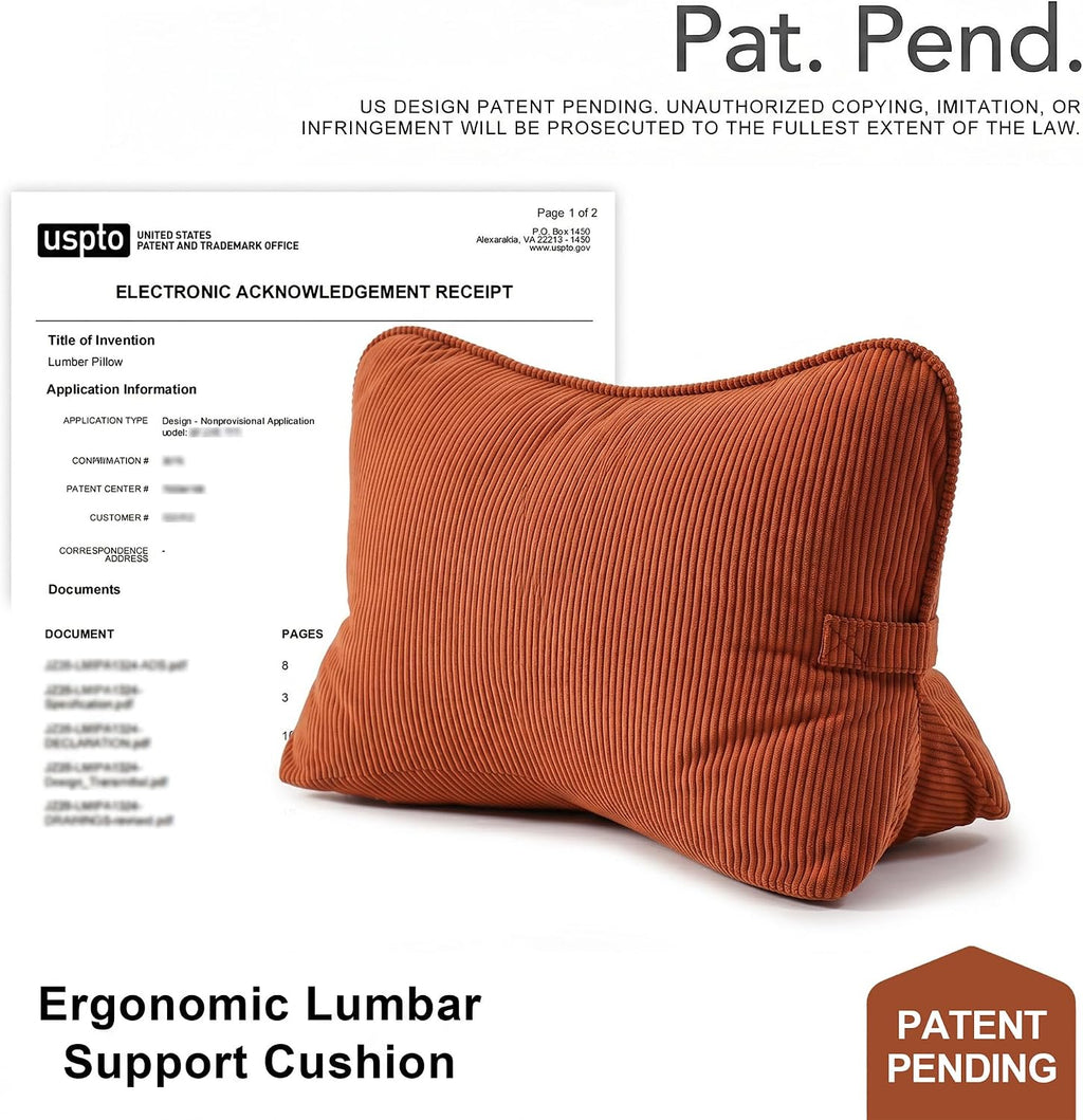 Ailuteie Pat. Pend. Corduroy Back Support Pillow for Bed Sitting and Headboard Support, Lumbar Cushion for Relaxing and Watching TV, Triang…