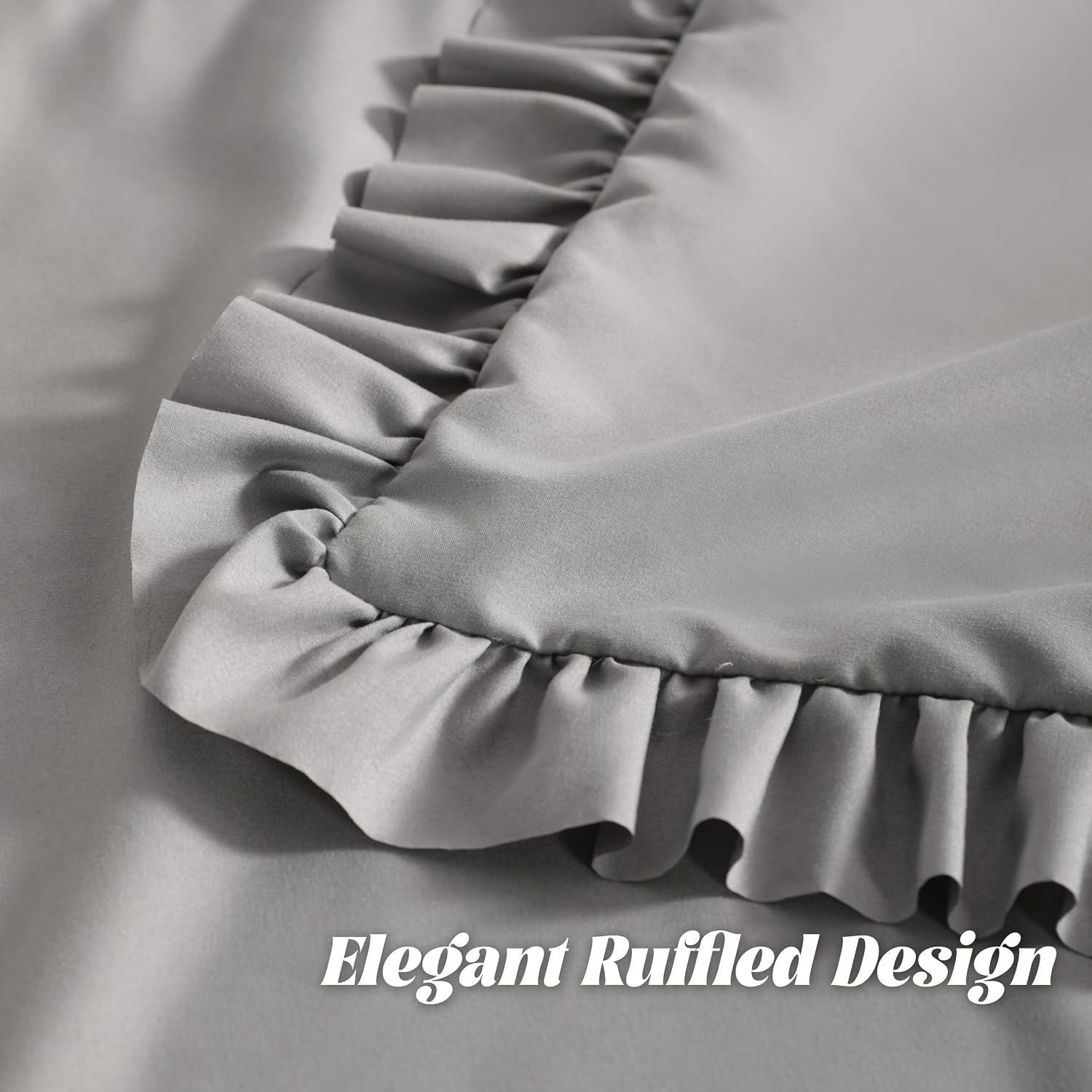 Bedsum Ruffled Body Pillowcase, 20x54 Inches, Brushed Microfiber with Envelope Closure, Soft Wrinkle-Resistant, Smoke Grey Grey