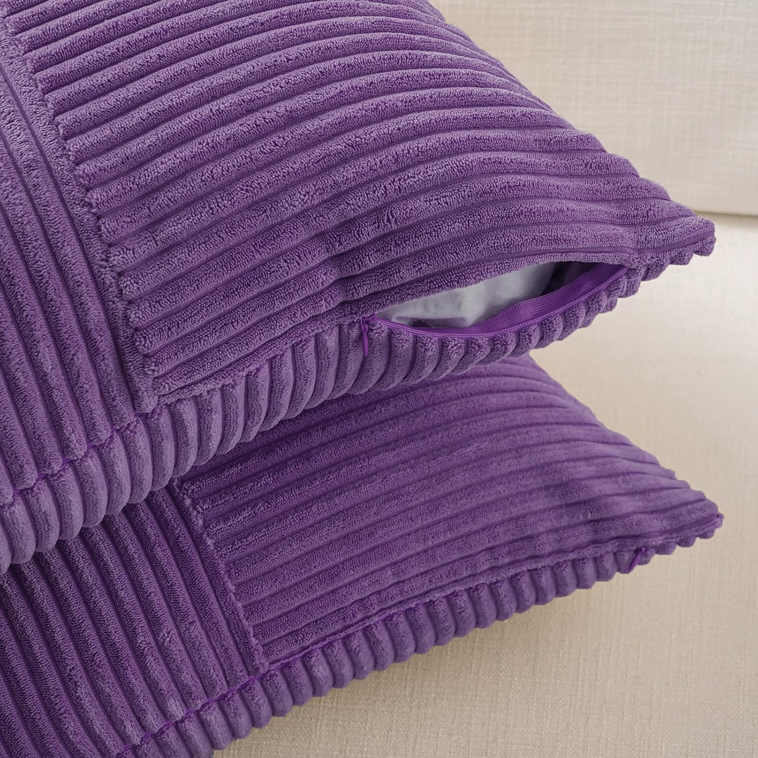 Fancy Homi 2 Packs Purple Decorative Throw Pillow Covers 22x22 Inch for Living Room Couch Bed, Farmhouse Boho Home Decor, Soft Corss…
