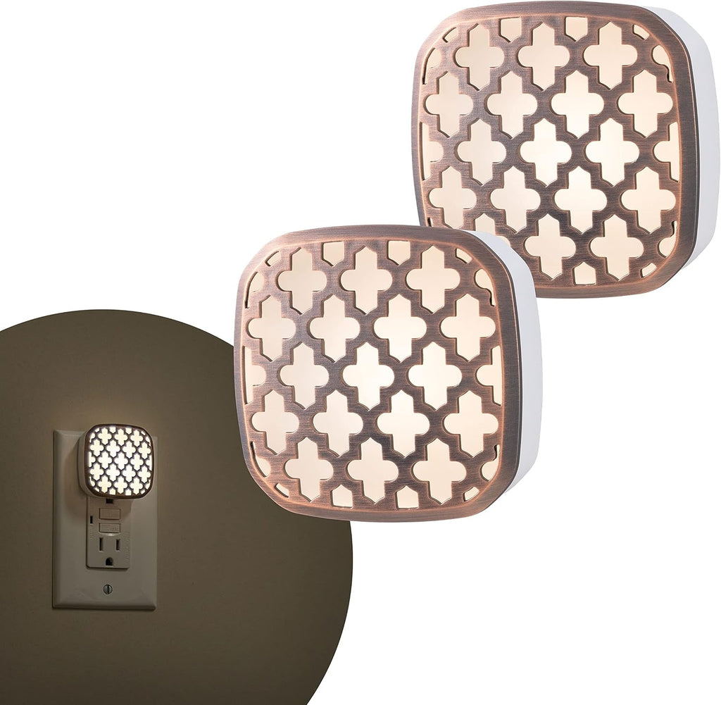 Lights by Night Decorative LED Night Light, Oil-Rubbed Bronze Moroccan Design, Plug-in, Dusk to Dawn Sensor, UL-Certified, Home Decor…