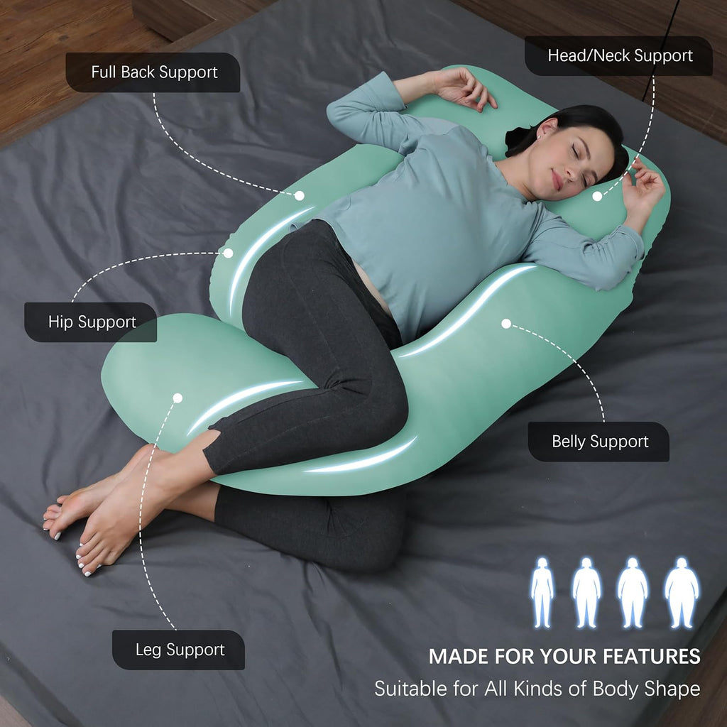 Moonpark MOON PARK Pregnancy Pillows for Sleeping - U Shaped Full Body Maternity Pillow with Removable Cover - Support for Back, Legs, Bell…