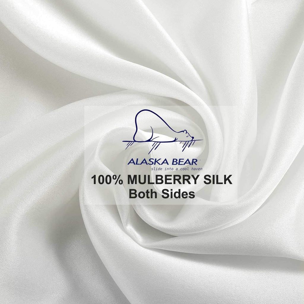 Alaskabear ALASKA BEAR Silk Pillowcase for Hair and Skin, 100% Mulberry Silk Pillow Cases Queen Size for Beauty and Cool Sleep, Scrunchy Gi…