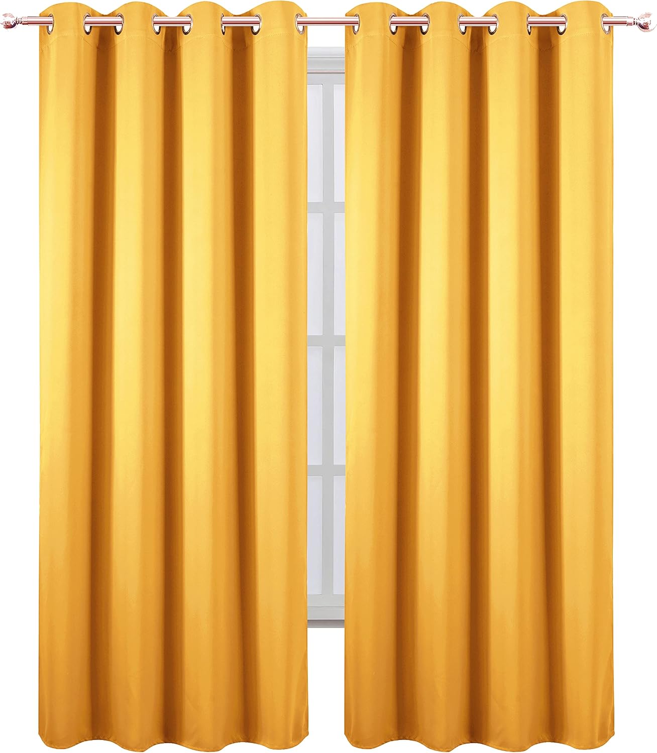 Lemomo Blackout Curtains 66 x 95 inch/Yellow Curtains Set of 2 Panels/Thermal Insulated Room Darkening Bedroom Curtains 95 inch silver