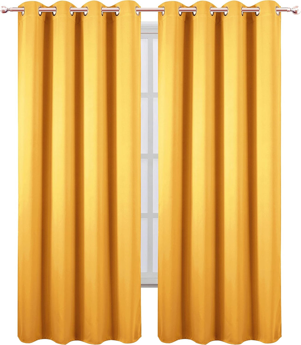 Lemomo Yellow Thermal Blackout Curtains/52 x 95 Inch/Set of 2 Panels Room Darkening Curtains 95 Inch silver