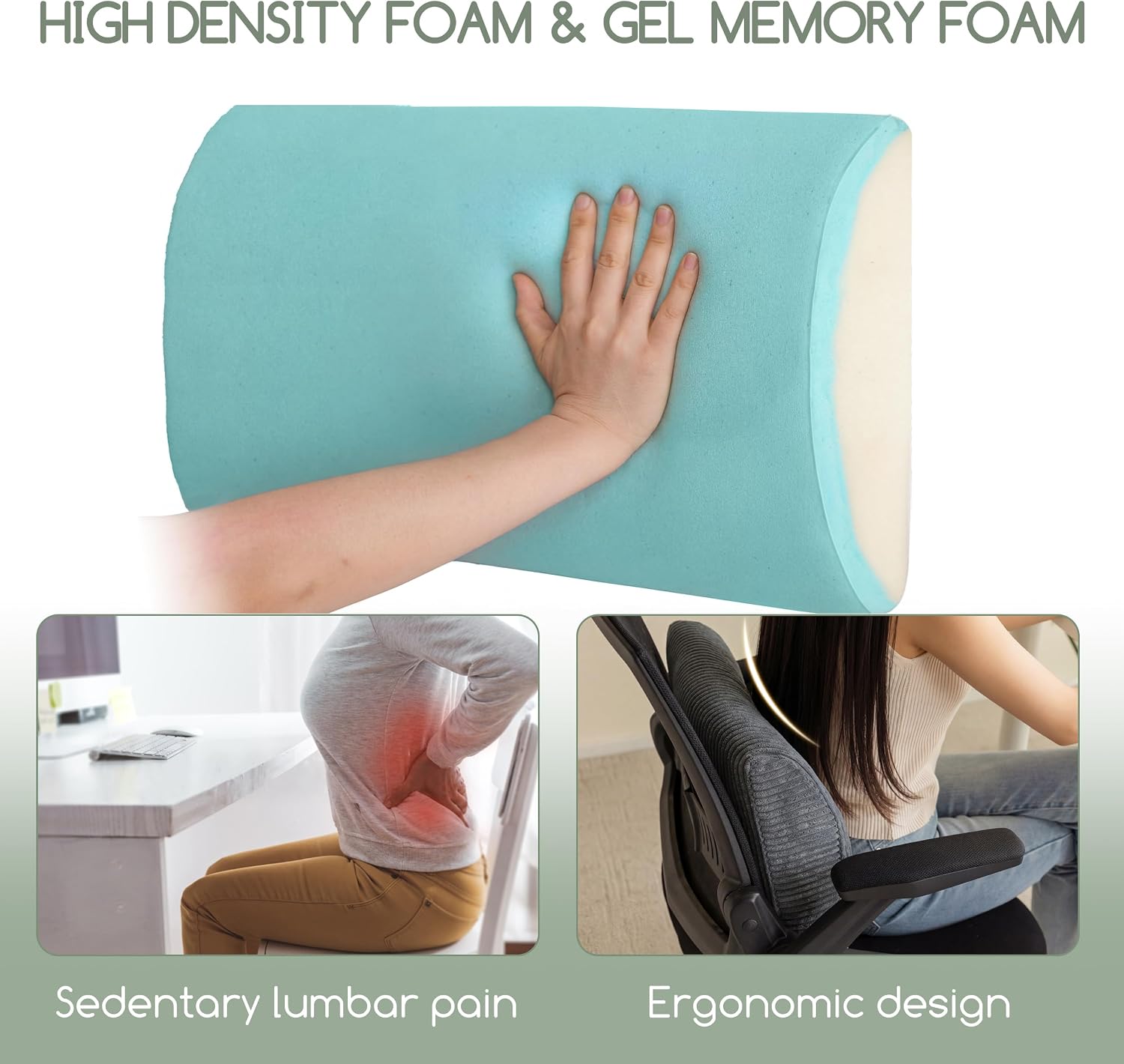 Higogogo Lumbar Support Pillow for Recliner Chair/Accent Chair/Couch, Large Memory Foam Back Support Cushion for Elderly, Recliner Cushions…