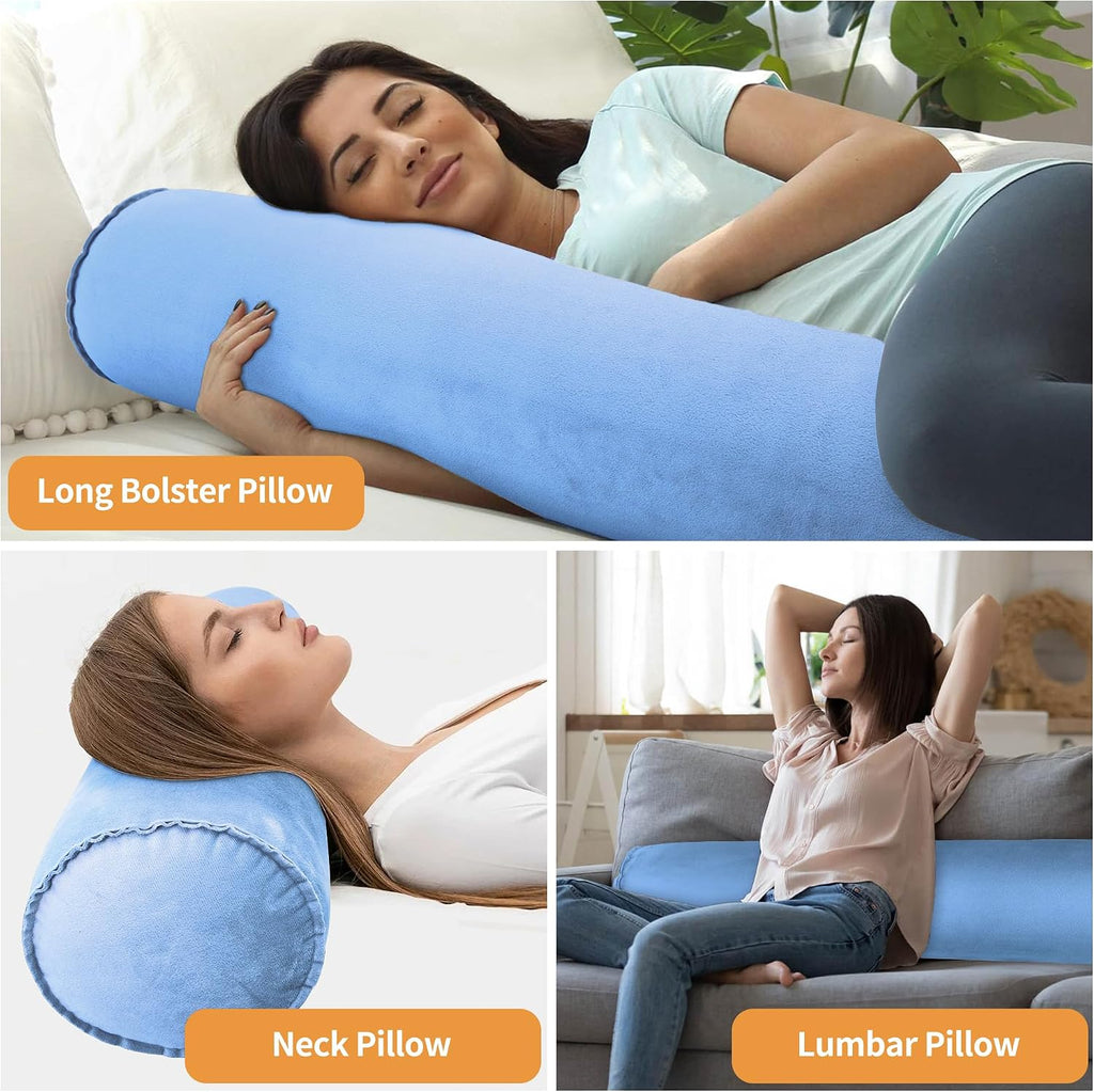 Eulant 2 Pack Inflatable Body Pillow for Adults, Inflatable Travel Body Pillow for Sleep,47inch Long Hug Pillow Bolster Pillow for Sleeping,…