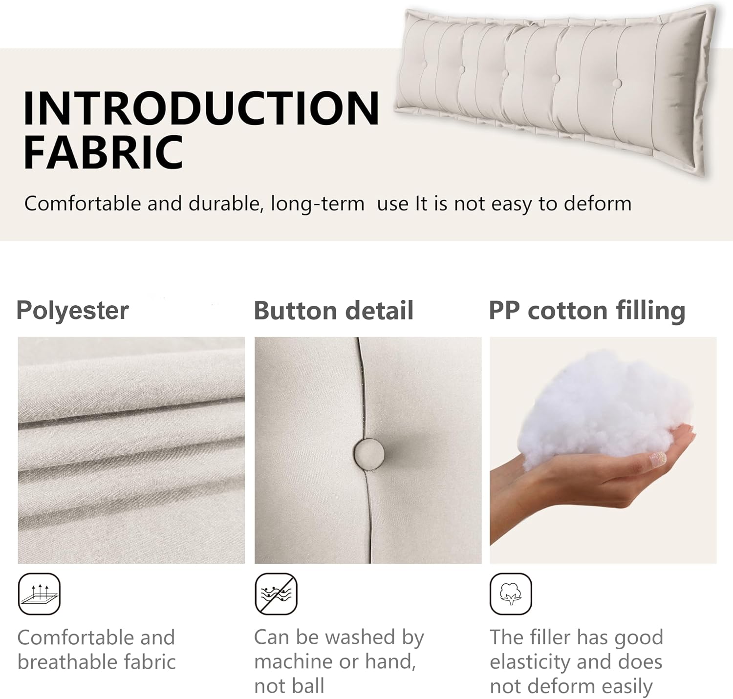 JohnearHomeFashionDecorLife Johnear Large Headboard Pillow Cotton Linen Daybed Cushion Support Backrest Bolster Pillow Support Positioning…