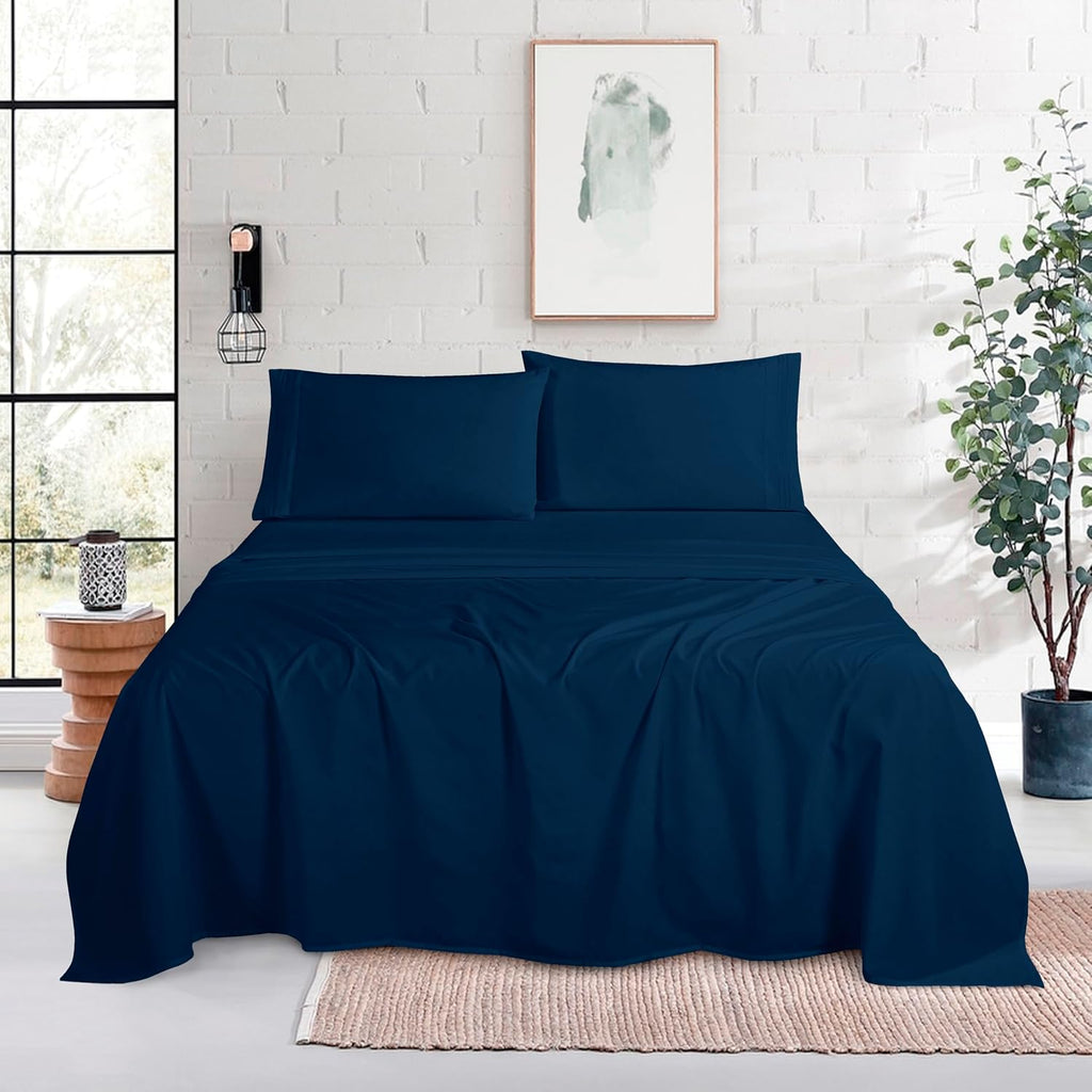 MocassiLuxuryBedding Mocassi Full Size 4-Piece Bed Sheet Set - 1800 Hotel Quality Microfiber 18-24 Inches Extra Deep Pocket Fitted Sheet- L…