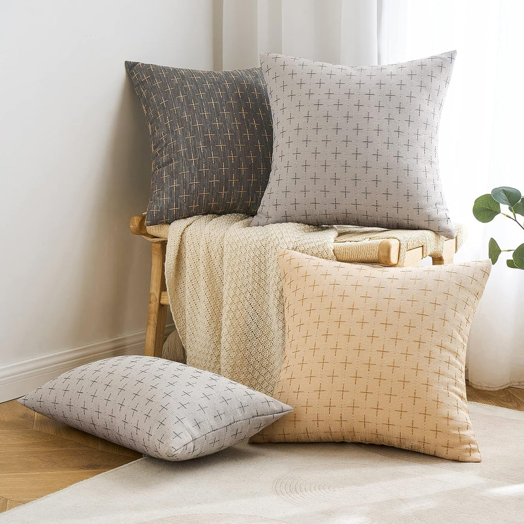 MIULEE Pack of 2 Decorative Burlap Linen Throw Pillow Covers Modern Farmhouse Vintage Pillowcase Rustic Woven Textured Cushion Cover for…