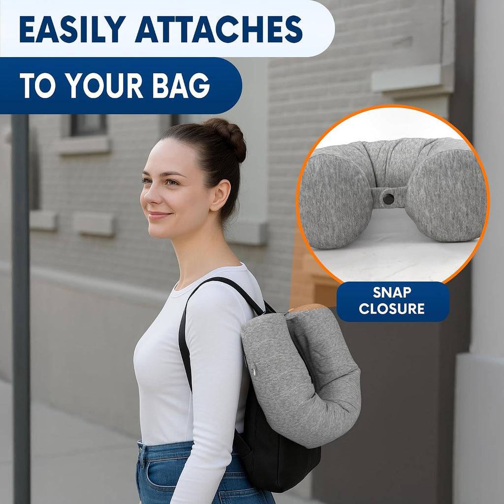 Twist Memory Foam Neck Pillow Travel Airplane, Car & Train - Adjustable & Bendable Airplane Pillow for Long Flight, Breathable, Washable…