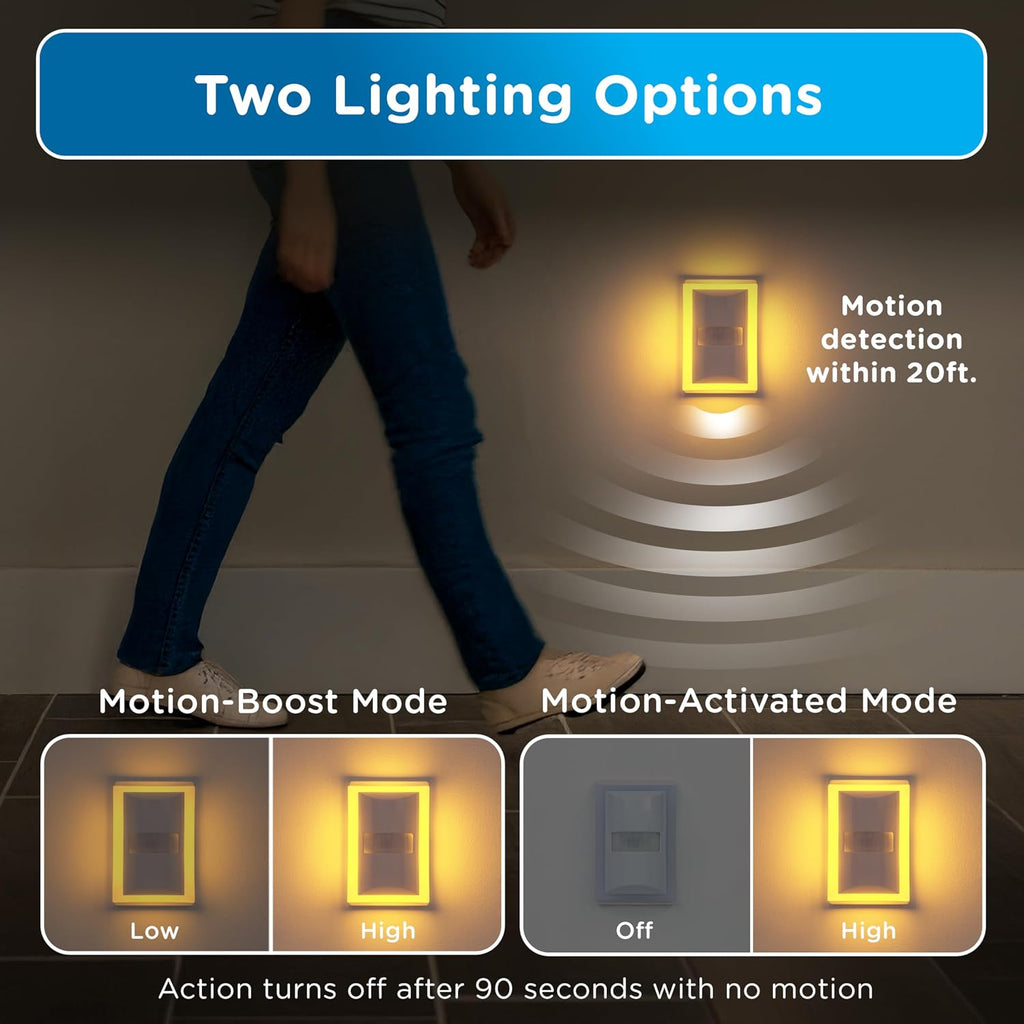 Enbrighten SleepLite LED Night Light Motion Sensor Nightlight Dusk to Dawn Amber Lights Ambient Lighting Room Decor for Bedroom Baby…