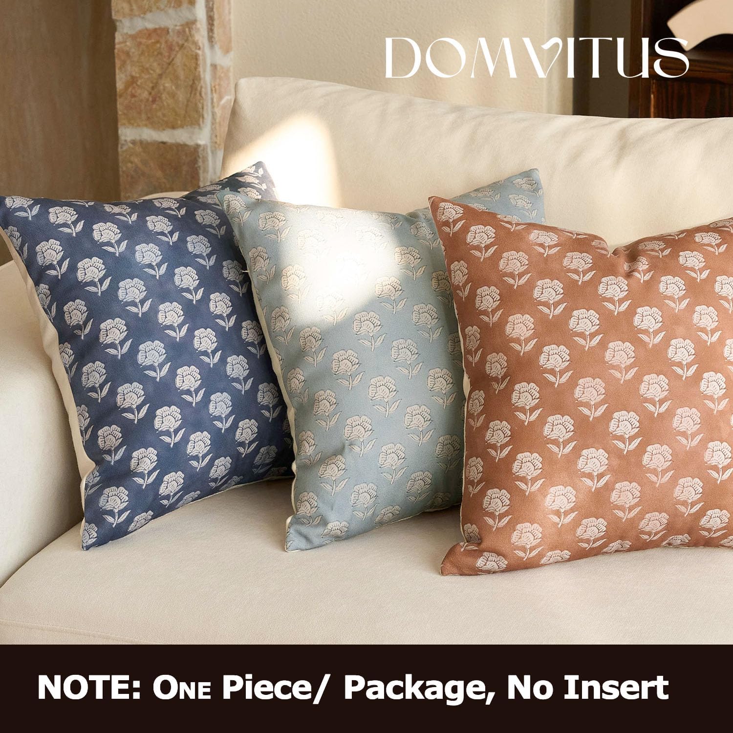 Domvitus Floral Pillow Covers 24x24 Throw Pillow Covers Decorative Block Floral Print Vintage Pillow Cover for Living Room Couch Bed, Light…