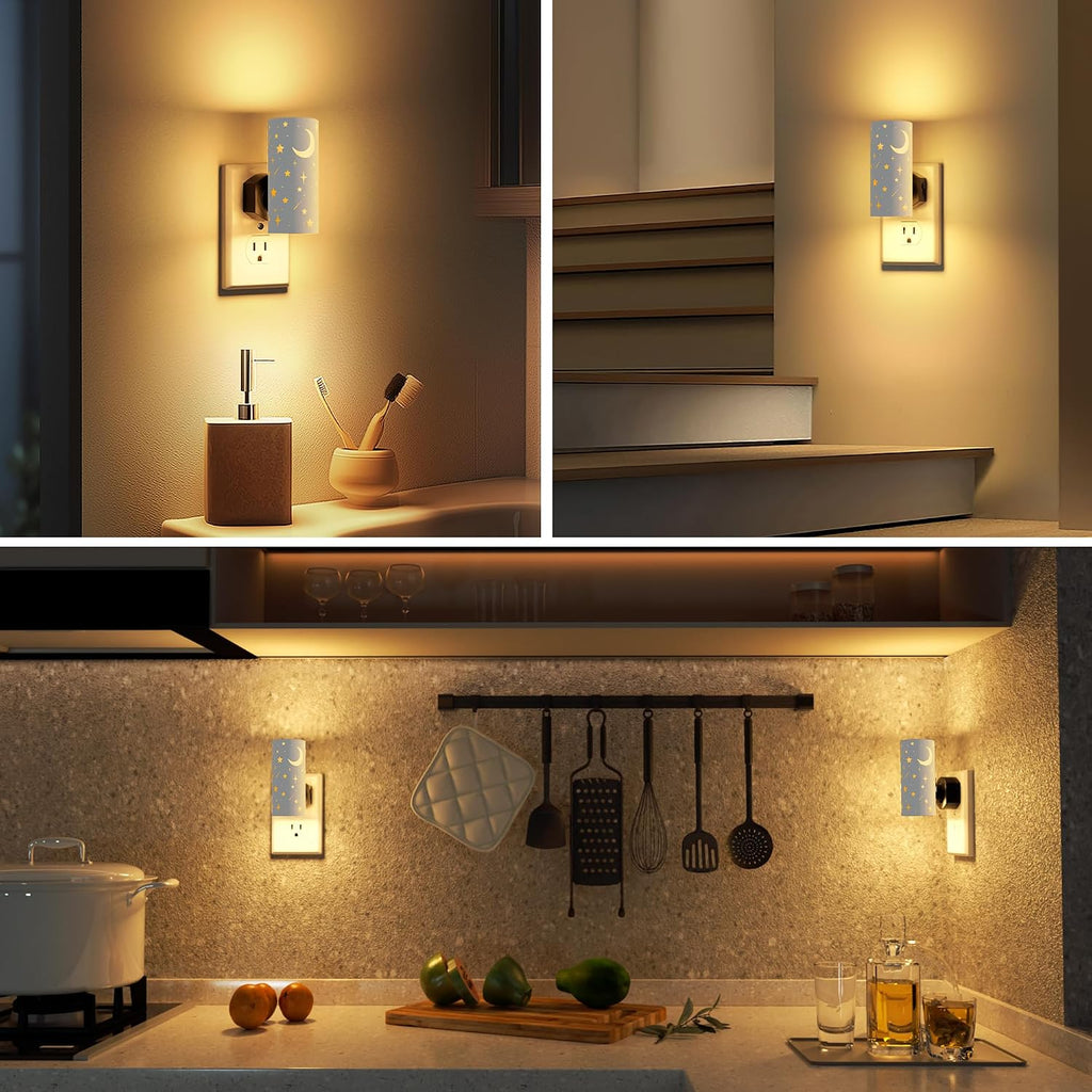 LED Night Lights Plug into Wall, 2-Pack 3000K Bright Plug in Nightlights, Dusk-to-Dawn Sensor, Dimmable 0-100LM, Auto-On/Off, Home Decor…