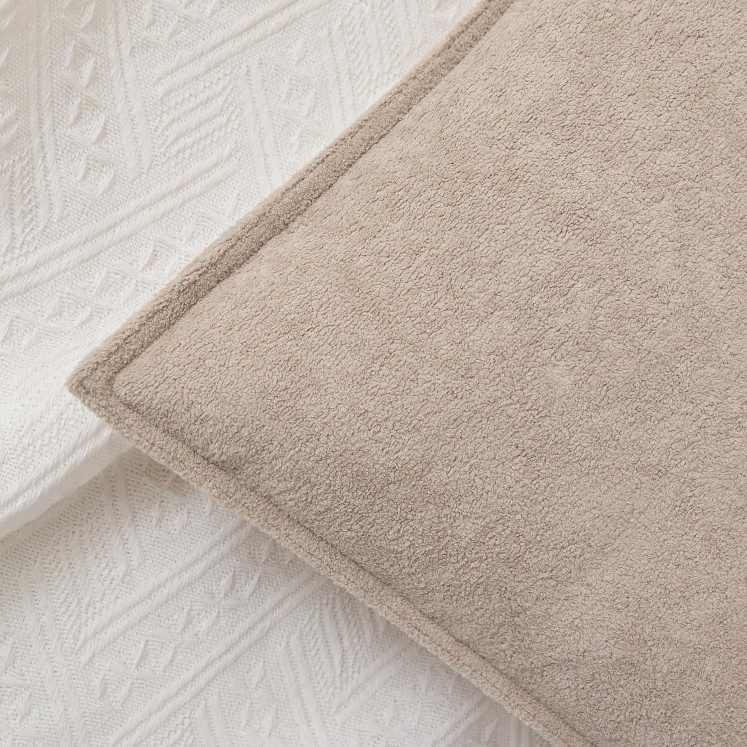 KevinTextile Kevin Textile Waterproof Decorative Pillow Covers Khaki 26x26 Inch Pack of 2 Soft Boucle Textured Euro Pillowcases Elegant Acc…