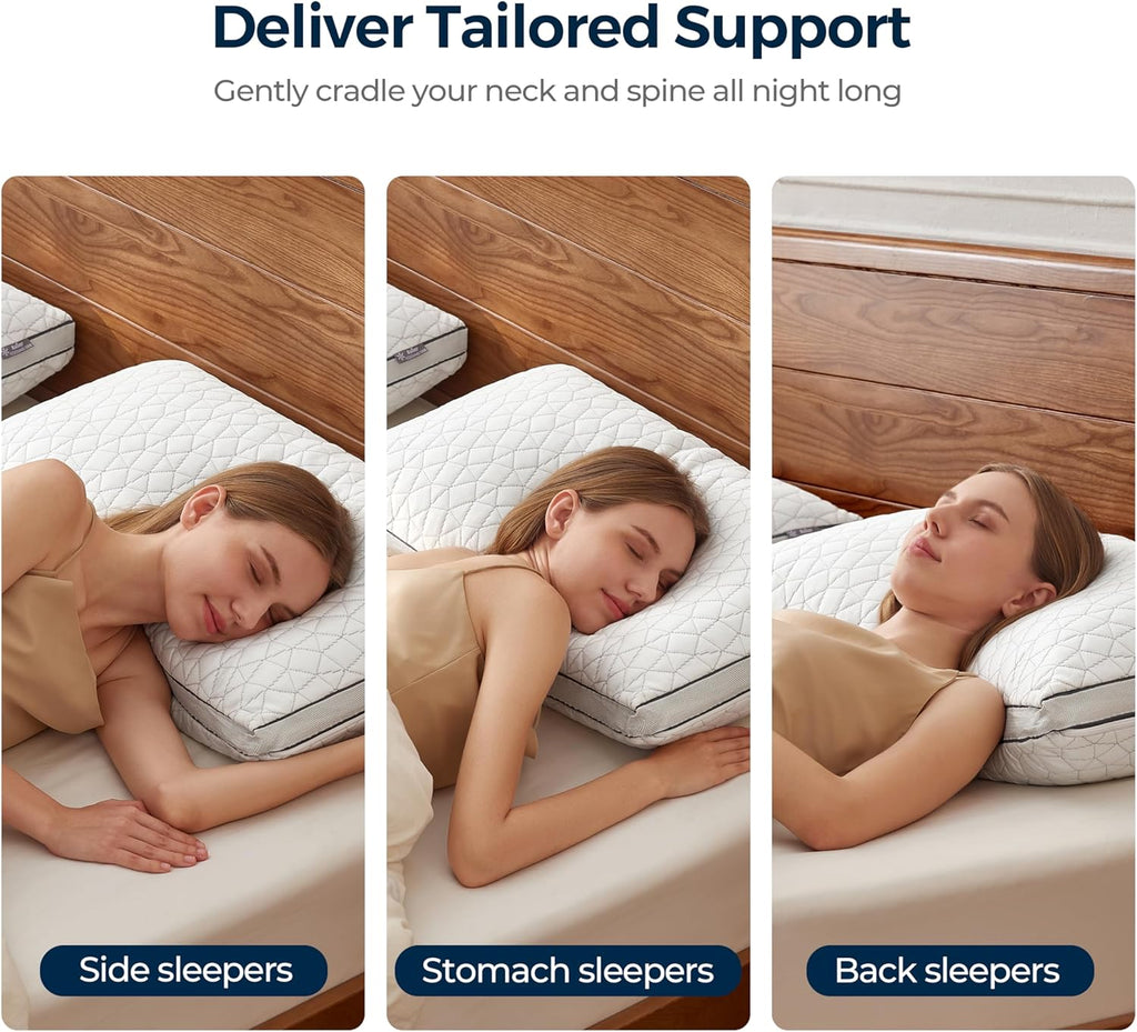 RainmrBedding Rainmr Shredded Memory Foam Cooling Pillow for Sleeping, 20" x 36" King Size Pillow with Dual-Side Pillowcase - Cool & Bamboo…