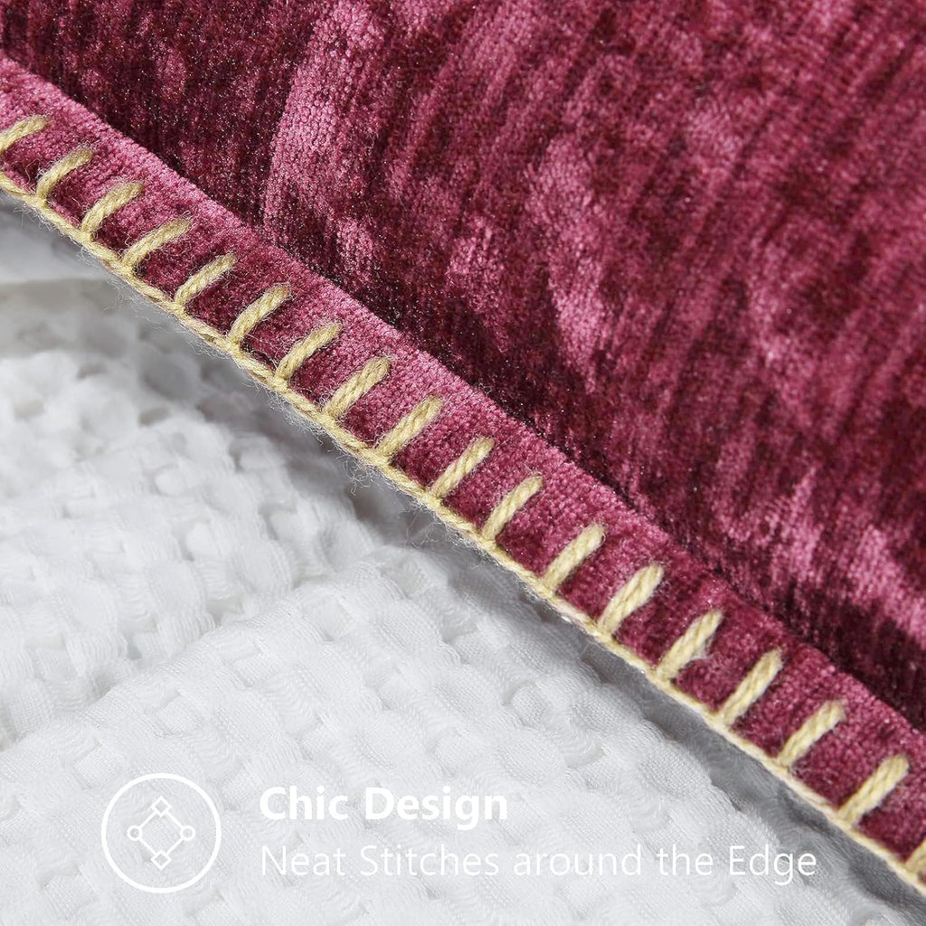 decorUhome Chenille Soft Cozy Throw Pillow Covers 20x20 Set of 2, Modern Farmhouse Boho Velvet Decorative Pillow Cases with Stitched Edge f…