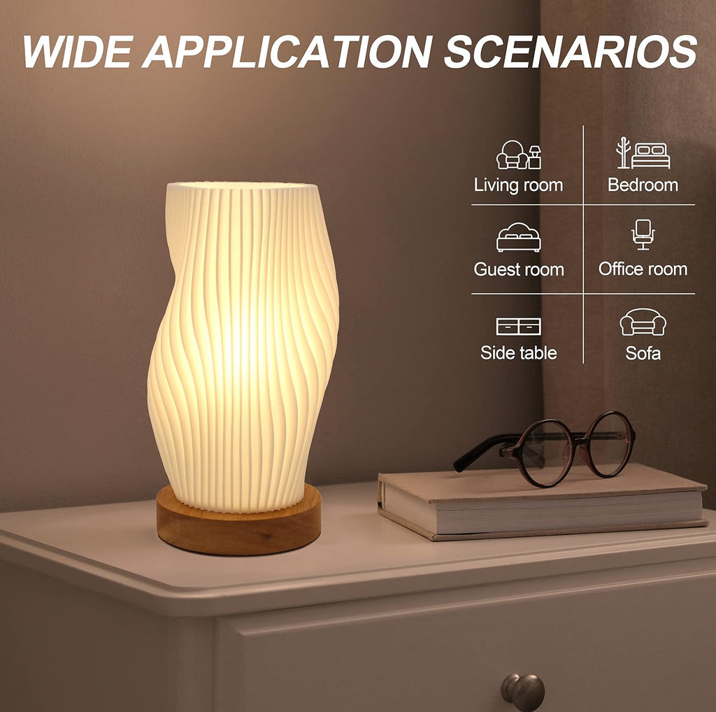 Zenply Novelty Small Table Lamp for Bedroom, Vintage Style Striped Small Night Light Lamp, Mini Bedside Lamp for Living Room Nightstand…