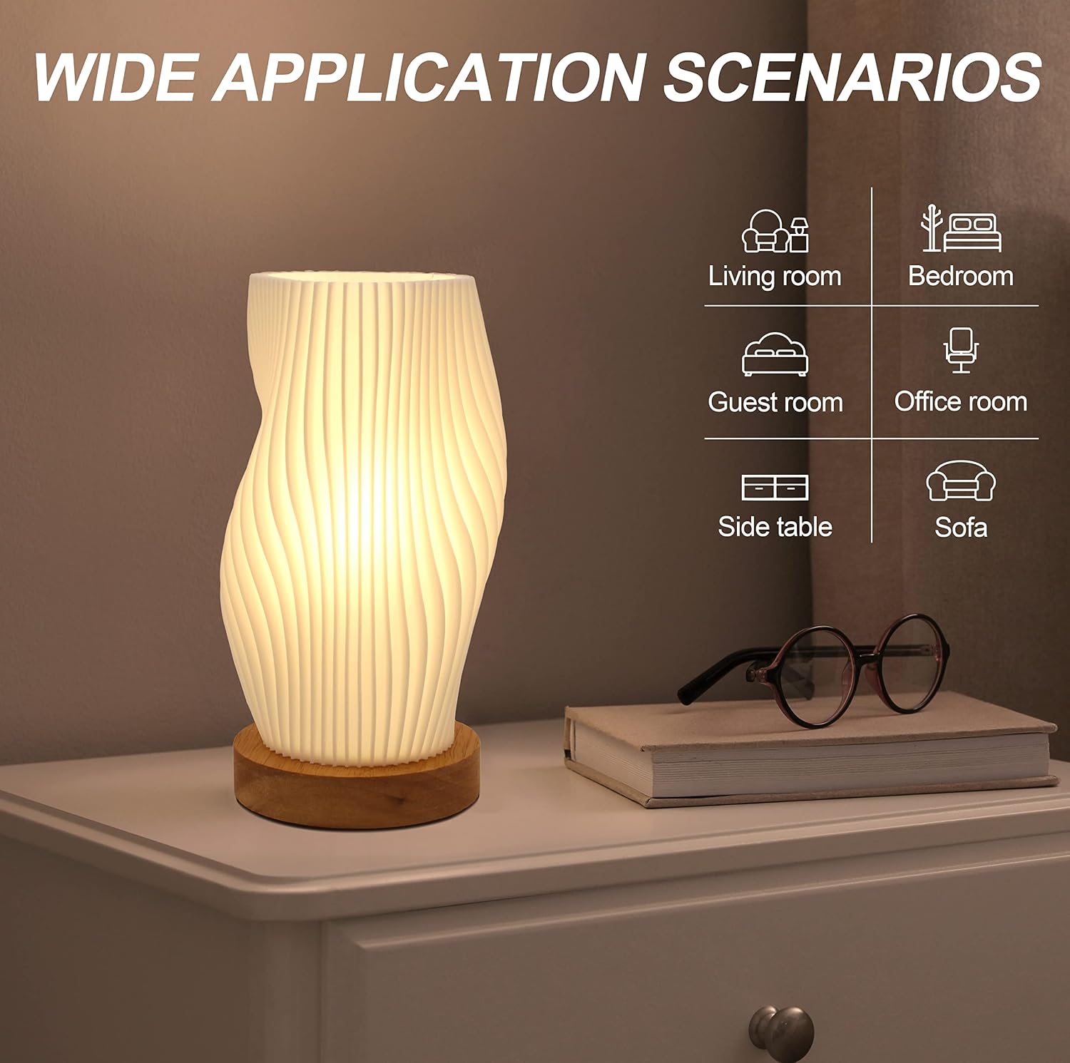 Zenply Novelty Small Table Lamp for Bedroom, Vintage Style Striped Small Night Light Lamp, Mini Bedside Lamp for Living Room Nightstand…