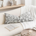 BlissBlush Gray Floral Lumbar Pillow Cover 14x36 Inch, Velvet Long Accent Pillow Cover for Bed, Soft Rectangle Decorative Farmhouse…