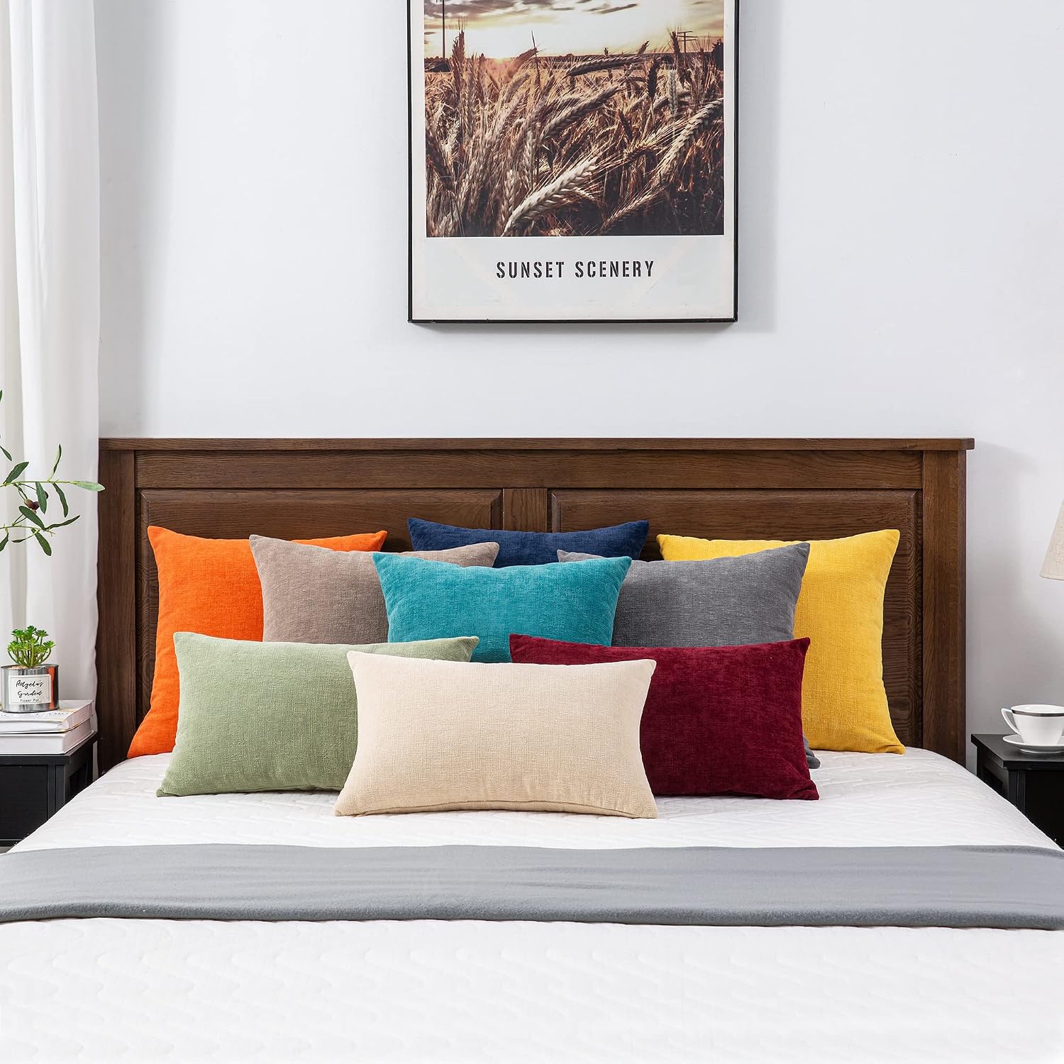 Gawamay Decorative Square Throw Pillow Covers 18"x18" Inch Set of 4, Super Soft Chenille Pillows Cover Fall Pillowcase for Living Room Bedr…