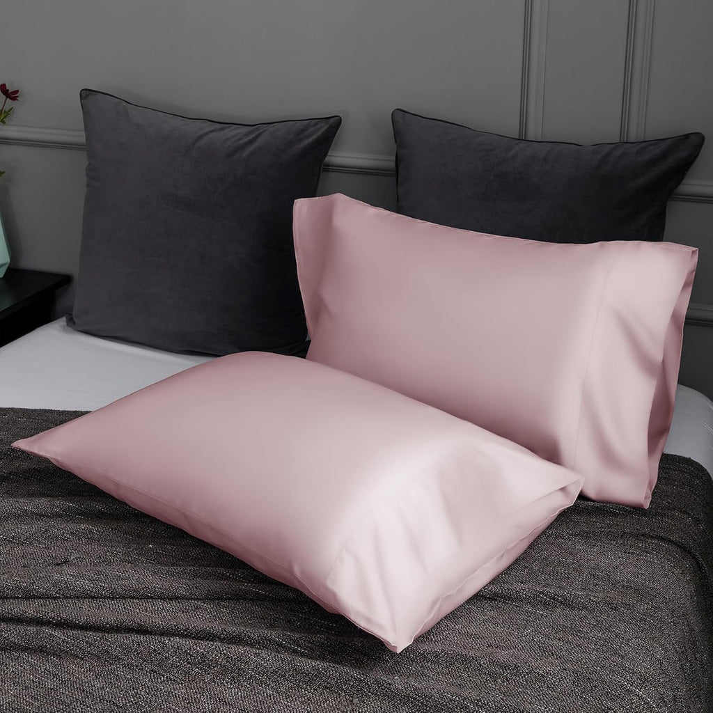 TELUS Pillow Cases Standard Size 2 Pack, Bamboo Rayon & Lyocell Pillowcase with Envelope Closure, Cooling Breathable Pillow Cover for Hot…