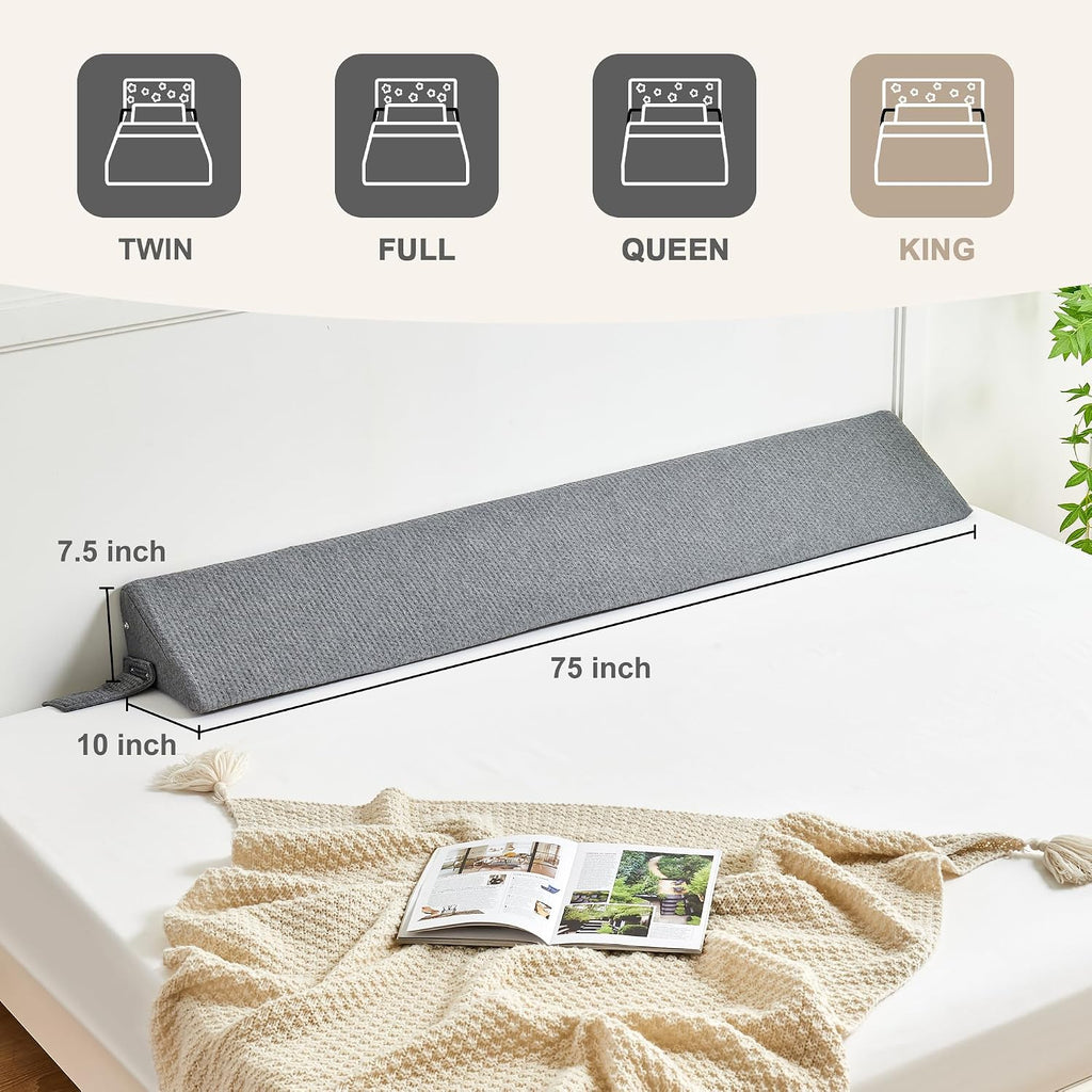 IFNOW King Size(76"x7.5"x10") Bed Wedge Pillow for Headboard, Mattress Gap Filler(0-8"), Bed Wedge for Gap Between Your Headboard and…