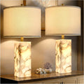 Scenekoy Alabaster Table Lamp Set of 2 with Night Light for Bedroom Living Room, 23" Rotary Switch Bedside Lamp with Linen Shade, Modern…