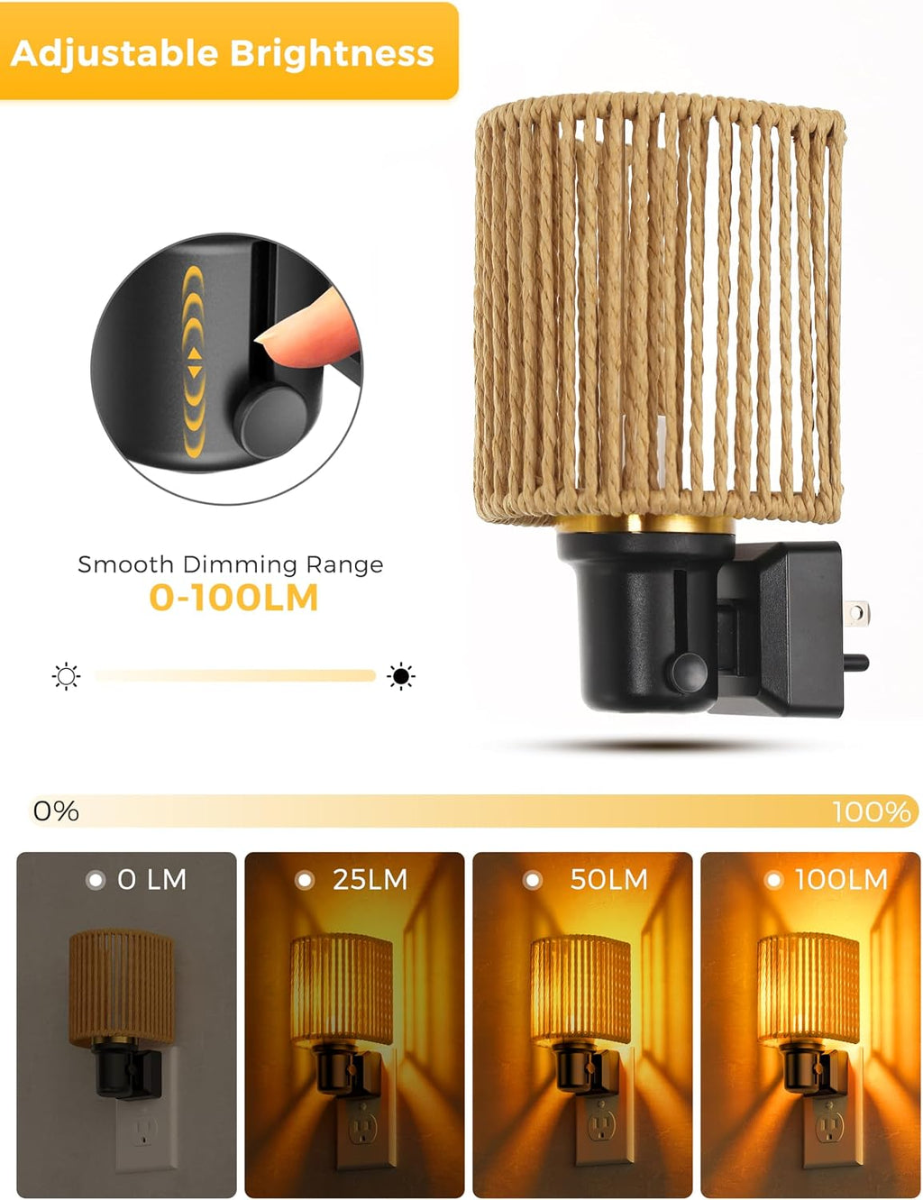L LOHAS LED Night Lights Plug into Wall, Dimmable Night Light with Light Sensor, Amber Boho Nightlight Plug in Wall, Decorative Bohemian…